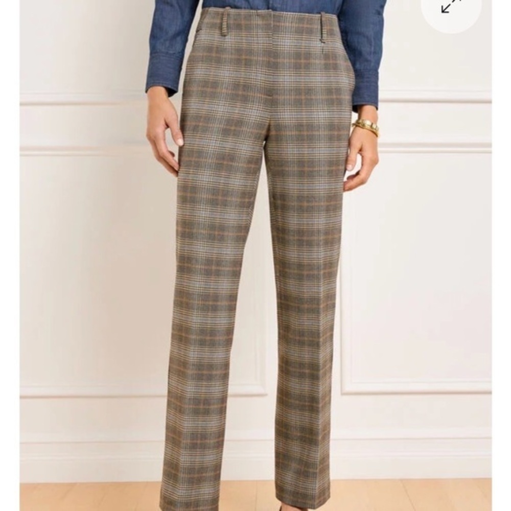 Talbots Plaid Pants with Gray and Orange Accents